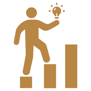 Icon of a person stepping up on blocks.